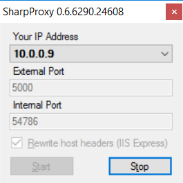 SharpProxy running on development port